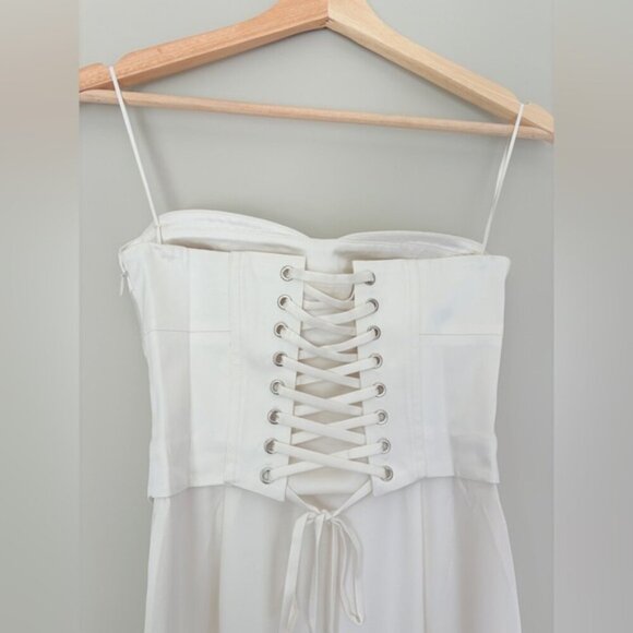 NEW Reformation Ariyah Corset Satin Maxi Dress Ivory Bridal | US 0 UK 4 - Picture 8 of 13